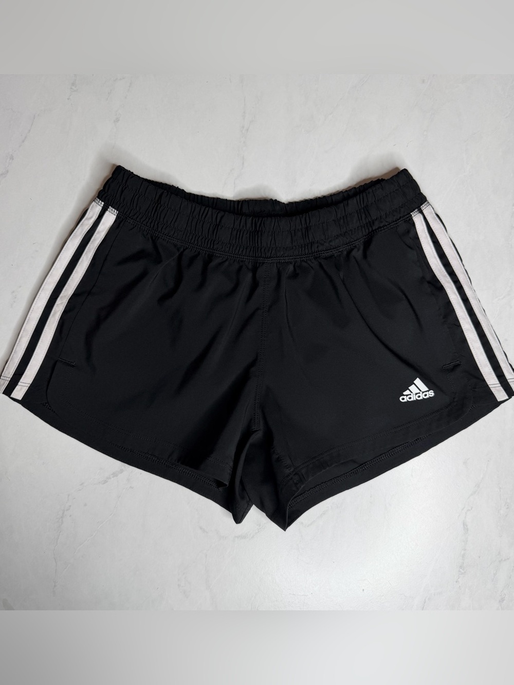 adidas Black Athletic Shorts with White Stripes Size Small